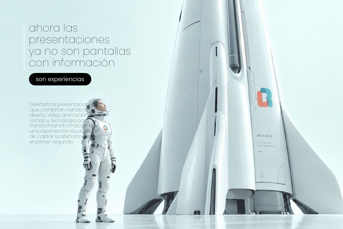 Brande: an astronaut beside a rocket